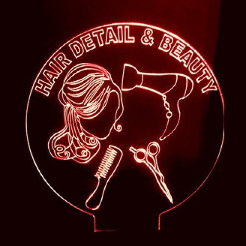 LED Φωτιστικό Χαραγμένο Plexiglass Με Σχέδιο Hair & Beauty Με Διακόπτη ON/OFF AlphaLed