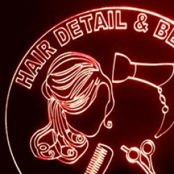 LED Φωτιστικό Χαραγμένο Plexiglass Με Σχέδιο Hair & Beauty Με Διακόπτη ON/OFF AlphaLed