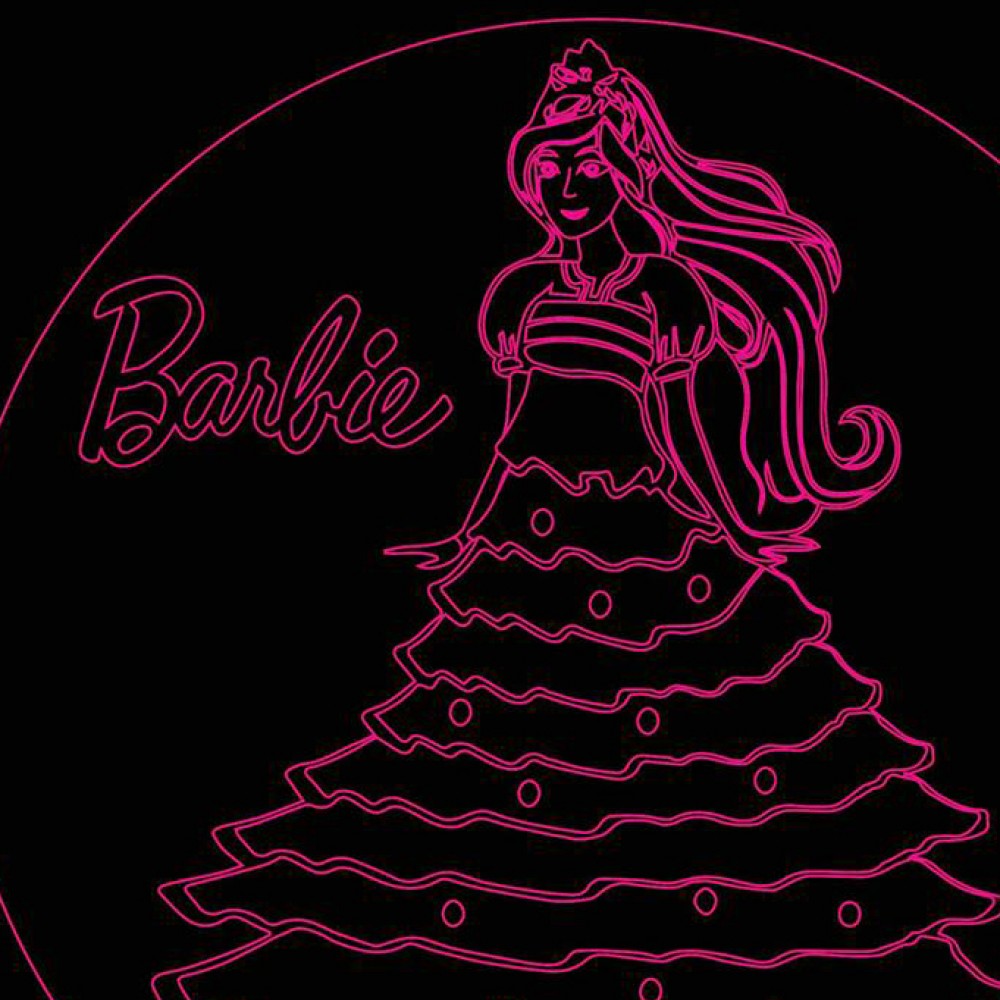 LED Φωτιστικό Χαραγμένο Plexiglass Με Σχέδιο Barbie Με Διακόπτη ON/OFF AlphaLed
