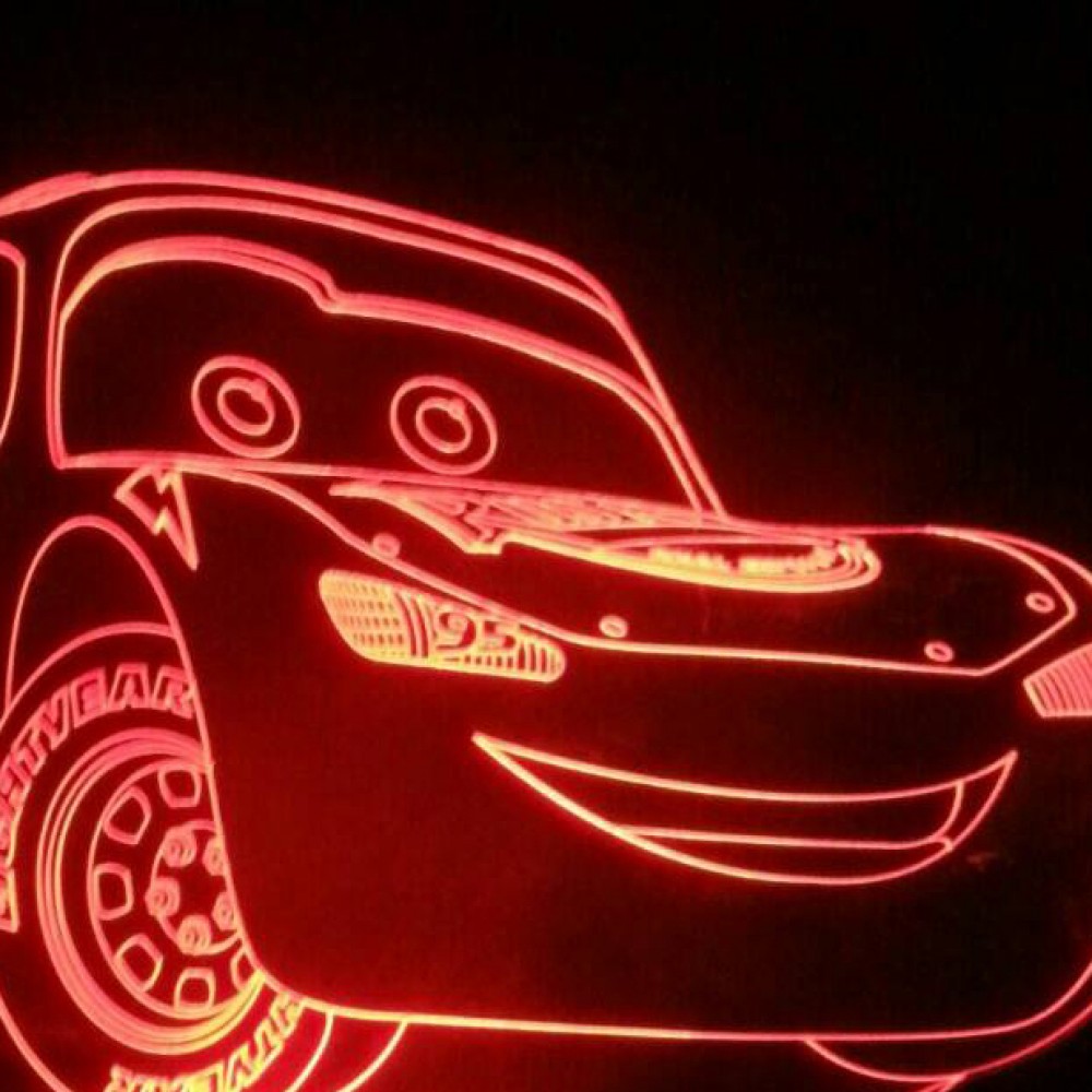 LED Φωτιστικό Χαραγμένο Plexiglass Με Σχέδιο Disney Cars Με Διακόπτη ON/OFF AlphaLed