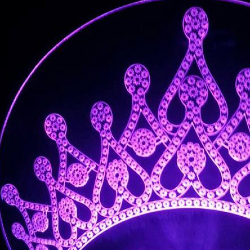 LED Φωτιστικό Χαραγμένο Plexiglass Με Σχέδιο Στέμμα Με Διακόπτη ON/OFF AlphaLed