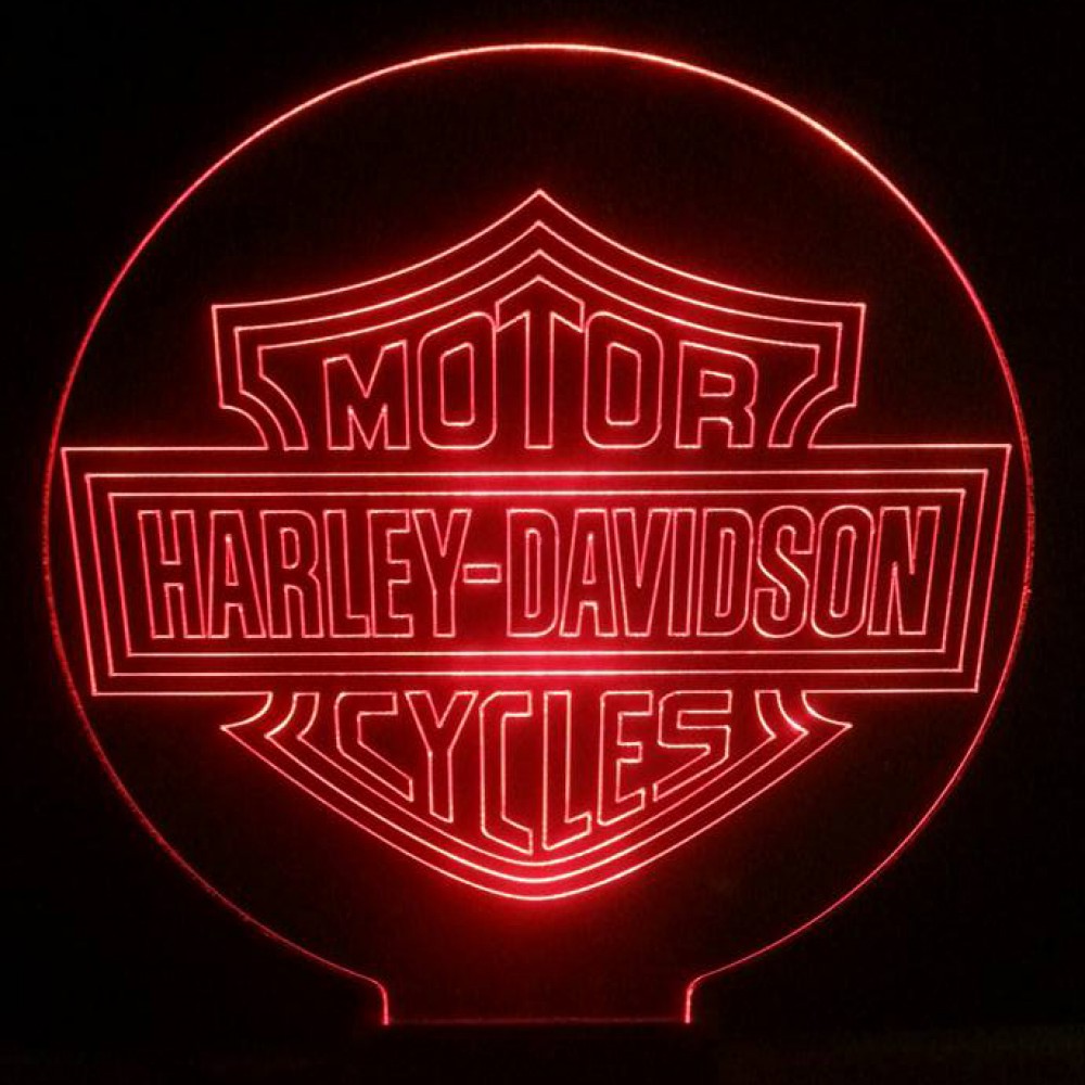 LED Φωτιστικό Χαραγμένο Plexiglass Με Σχέδιο Moto Harley Davidson Με Διακόπτη ON/OFF AlphaLed