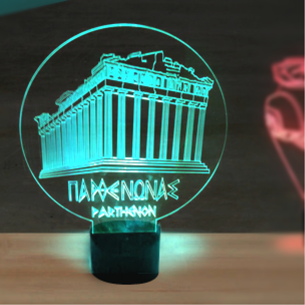 LED Φωτιστικό Χαραγμένο Plexiglass Με Σχέδιο Παρθενώνας Με Διακόπτη ON/OFF AlphaLed