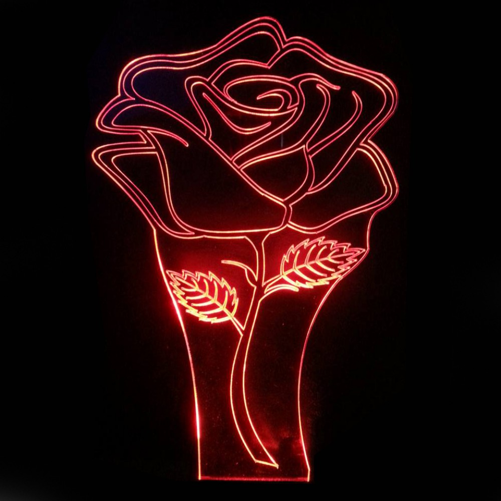 LED Φωτιστικό Χαραγμένο Plexiglass Με Σχέδιο Τριαντάφυλλο Με Διακόπτη ON/OFF AlphaLed