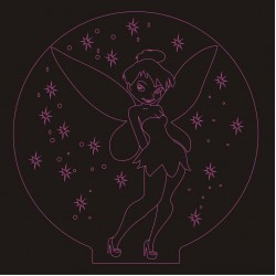 LED Φωτιστικό Χαραγμένο Plexiglass Με Σχέδιο Tinkerbell Με Διακόπτη ON/OFF AlphaLed