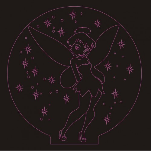 LED Φωτιστικό Χαραγμένο Plexiglass Με Σχέδιο Tinkerbell Με Διακόπτη ON/OFF AlphaLed