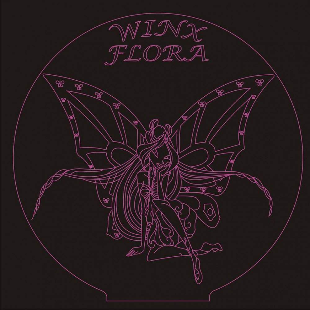 LED Φωτιστικό Χαραγμένο Plexiglass Με Σχέδιο Winx Με Διακόπτη ON/OFF AlphaLed