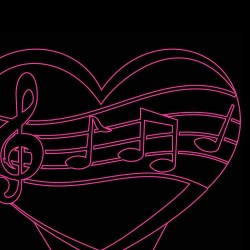 LED Φωτιστικό Χαραγμένο Plexiglass Με Σχέδιο Καρδιές Με Νότες Με Διακόπτη ON/OFF AlphaLed