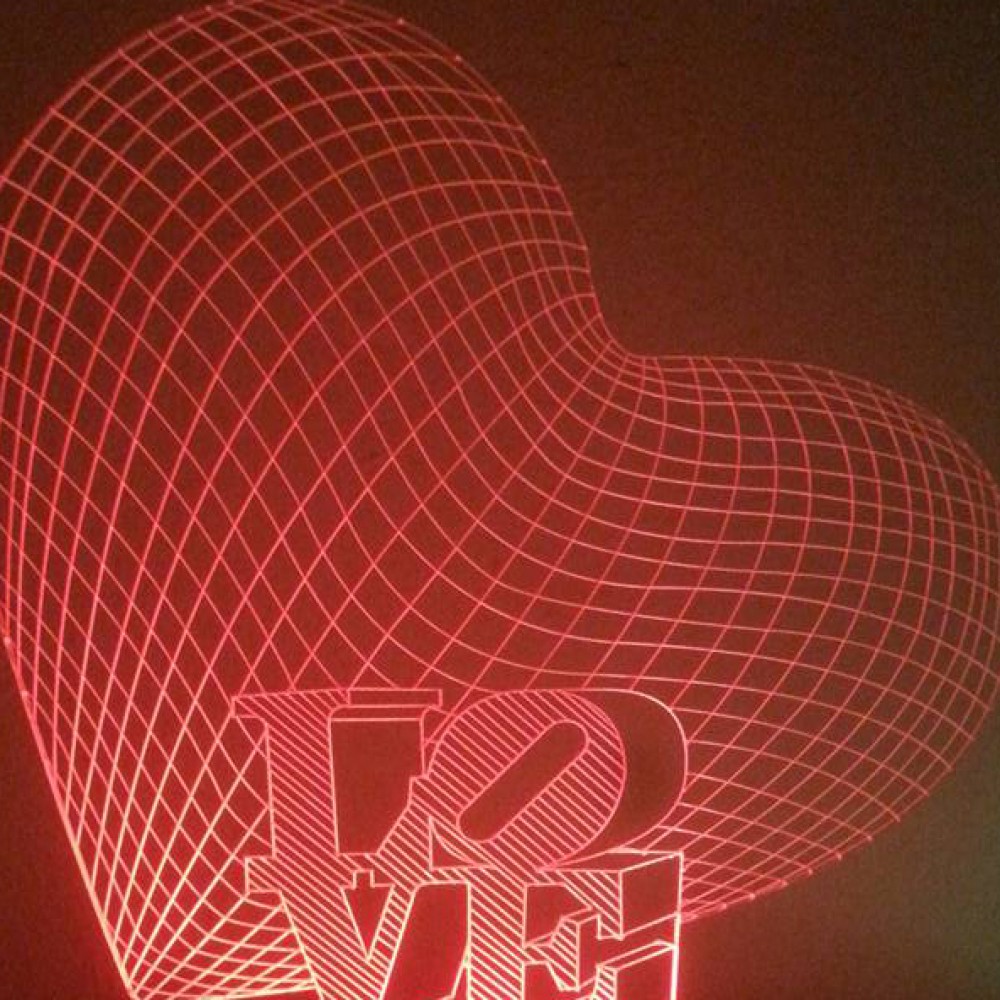 LED Φωτιστικό Χαραγμένο Plexiglass Με Σχέδιο 3D Καρδιές Με Διακόπτη ON/OFF AlphaLed
