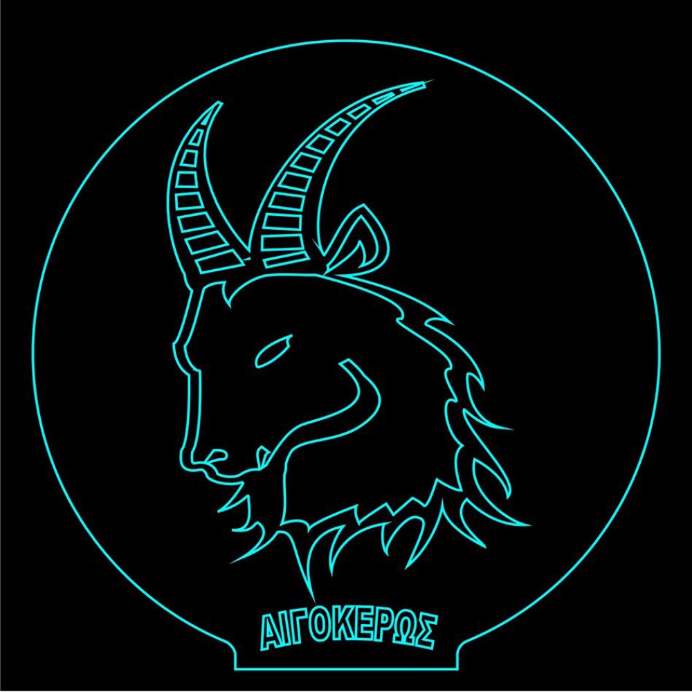 LED Φωτιστικό Χαραγμένο Plexiglass Με Σχέδιο Ζώδιο Αιγόκερως Με Διακόπτη ON/OFF AlphaLed