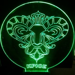 LED Φωτιστικό Χαραγμένο Plexiglass Με Σχέδιο Ζώδιο Κριός Με Διακόπτη ON/OFF AlphaLed