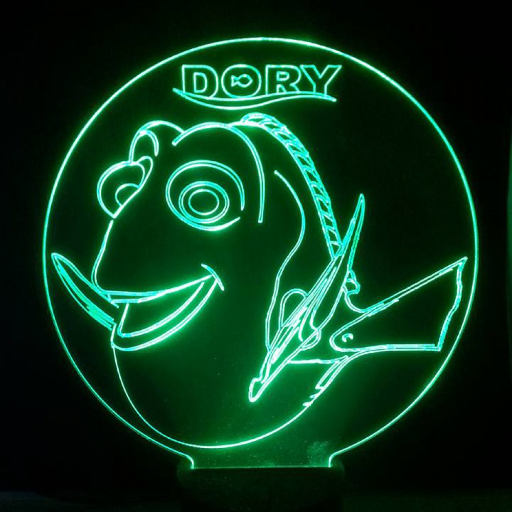 LED Φωτιστικό Χαραγμένο Plexiglass Με Σχέδιο Finding Dory Με Διακόπτη ON/OFF AlphaLed