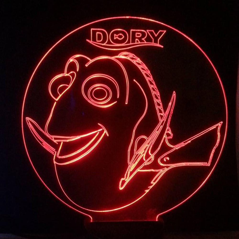 LED Φωτιστικό Χαραγμένο Plexiglass Με Σχέδιο Finding Dory Με Διακόπτη ON/OFF AlphaLed