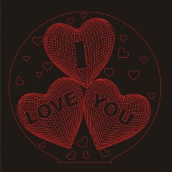 LED Φωτιστικό Χαραγμένο Plexiglass Με Σχέδιο Καρδιές I LOVE YOU Με Διακόπτη ON/OFF AlphaLed
