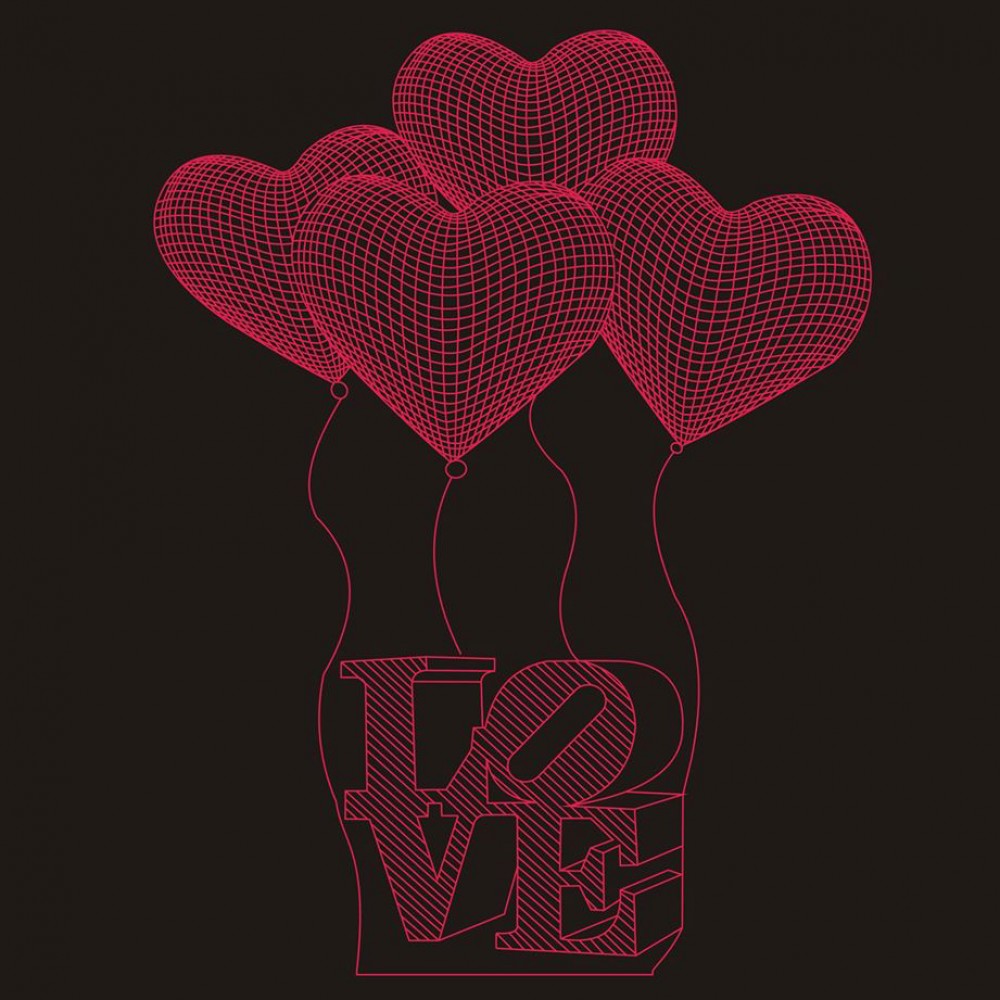 LED Φωτιστικό Χαραγμένο Plexiglass Με Σχέδιο Καρδιές Με Διακόπτη ON/OFF AlphaLed