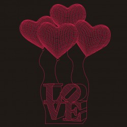 LED Φωτιστικό Χαραγμένο Plexiglass Με Σχέδιο Καρδιές Με Διακόπτη ON/OFF AlphaLed