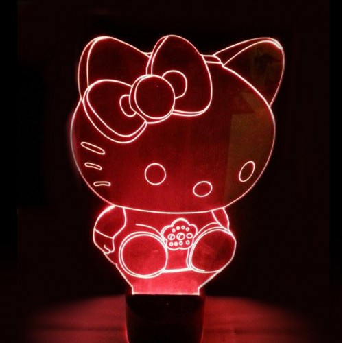 LED Φωτιστικό Χαραγμένο Plexiglass Με Σχέδιο Hello Kitty Με Διακόπτη ON/OFF AlphaLed