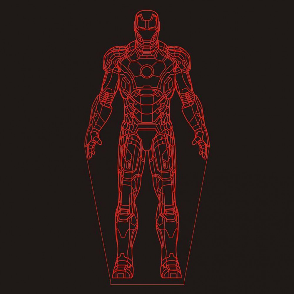 LED Φωτιστικό Χαραγμένο Plexiglass Με Σχέδιο Superheroes Ironman Με Διακόπτη ON/OFF AlphaLed