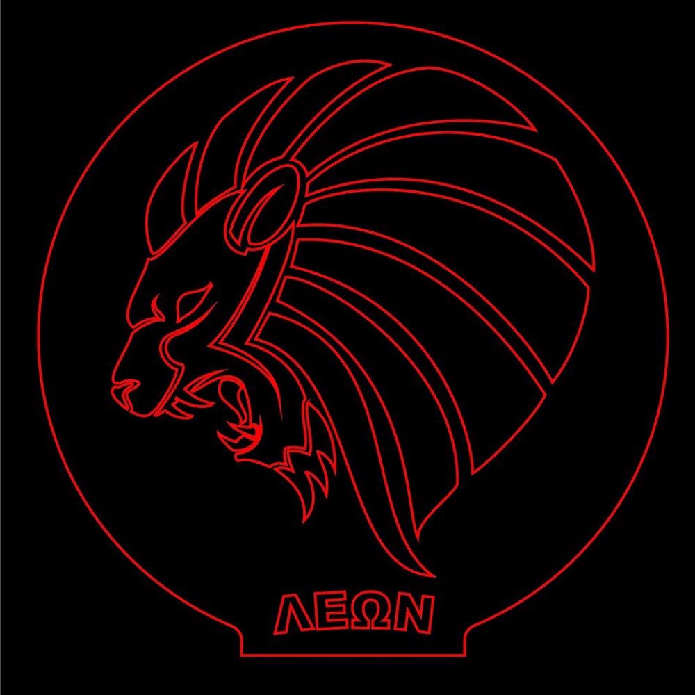 LED Φωτιστικό Χαραγμένο Plexiglass Με Σχέδιο Ζώδιο Λέων Με Διακόπτη ON/OFF AlphaLed