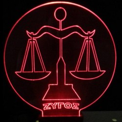 LED Φωτιστικό Χαραγμένο Plexiglass Με Σχέδιο Ζώδιο Ζυγός Με Διακόπτη ON/OFF AlphaLed