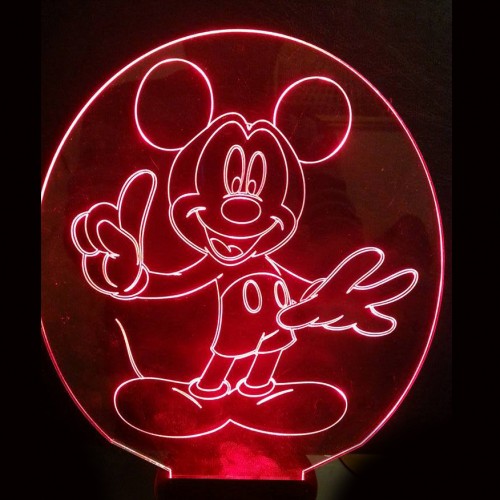 LED Φωτιστικό Χαραγμένο Plexiglass Με Σχέδιο Mickey Mouse Με Διακόπτη ON/OFF AlphaLed