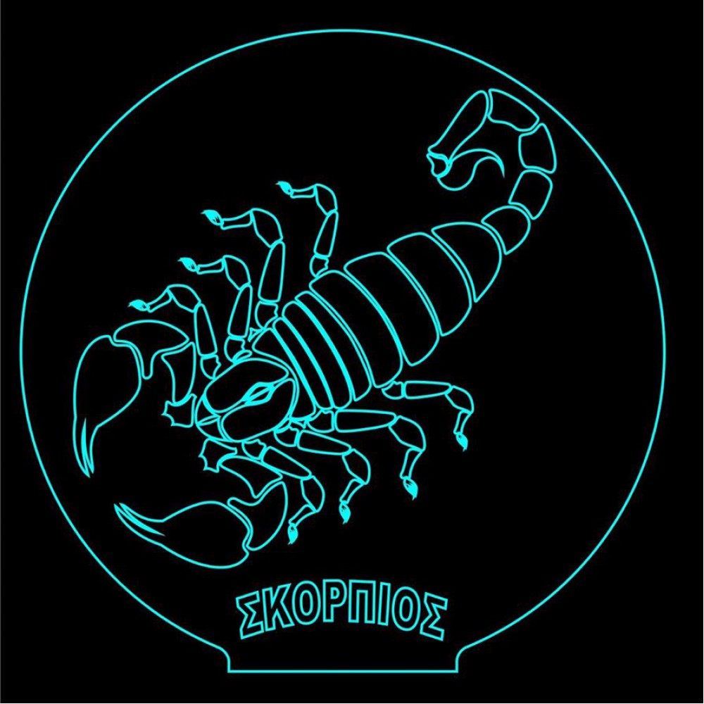 LED Φωτιστικό Χαραγμένο Plexiglass Με Σχέδιο Ζώδιο Σκορπιός Με Διακόπτη ON/OFF AlphaLed