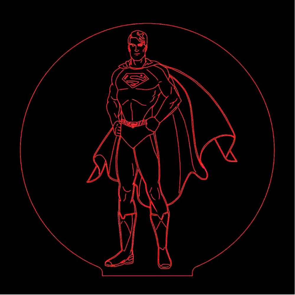 LED Φωτιστικό Χαραγμένο Plexiglass Με Σχέδιο Superheroes Superman Με Διακόπτη ON/OFF AlphaLed