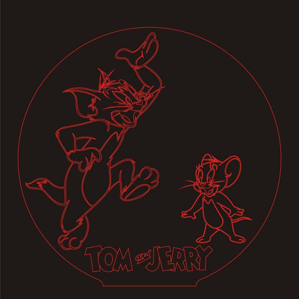 LED Φωτιστικό Χαραγμένο Plexiglass Με Σχέδιο Tom & Jerry Με Διακόπτη ON/OFF AlphaLed