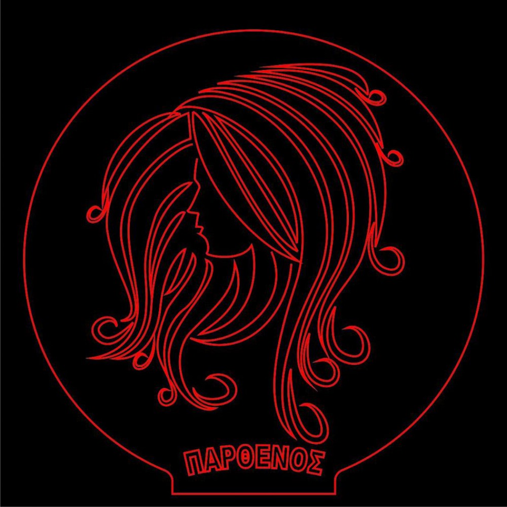 LED Φωτιστικό Χαραγμένο Plexiglass Με Σχέδιο Ζώδιο Παρθένος Με Διακόπτη ON/OFF AlphaLed