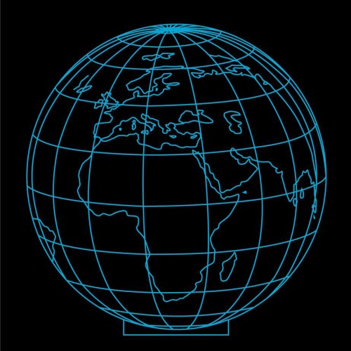 LED Φωτιστικό Χαραγμένο Plexiglass Με Σχέδιο World Με Διακόπτη ON/OFF AlphaLed