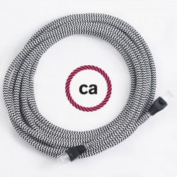 LAN - Ethernet Υφασμάτινο Καλώδιο 2 Μέτρα Zig-Zag RZ04 Μαύρο/Ασπρο - Cat 5e RJ45