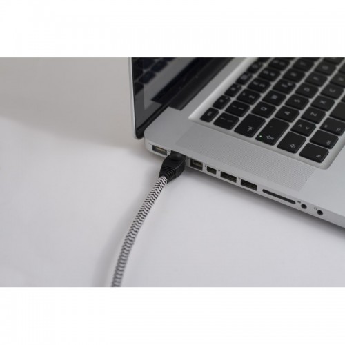 LAN - Ethernet Υφασμάτινο Καλώδιο 2 Μέτρα Zig-Zag RZ04 Μαύρο/Ασπρο - Cat 5e RJ45