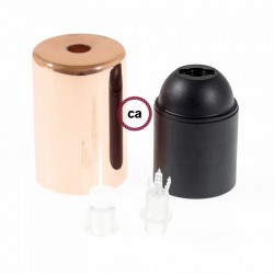 Ντουί Πλακέ Μεταλλικό Σε χρώμα Χαλκού Με Ε27 Ντουί Βακελίτου Και Διάφανο Στήριγμα καλωδίου