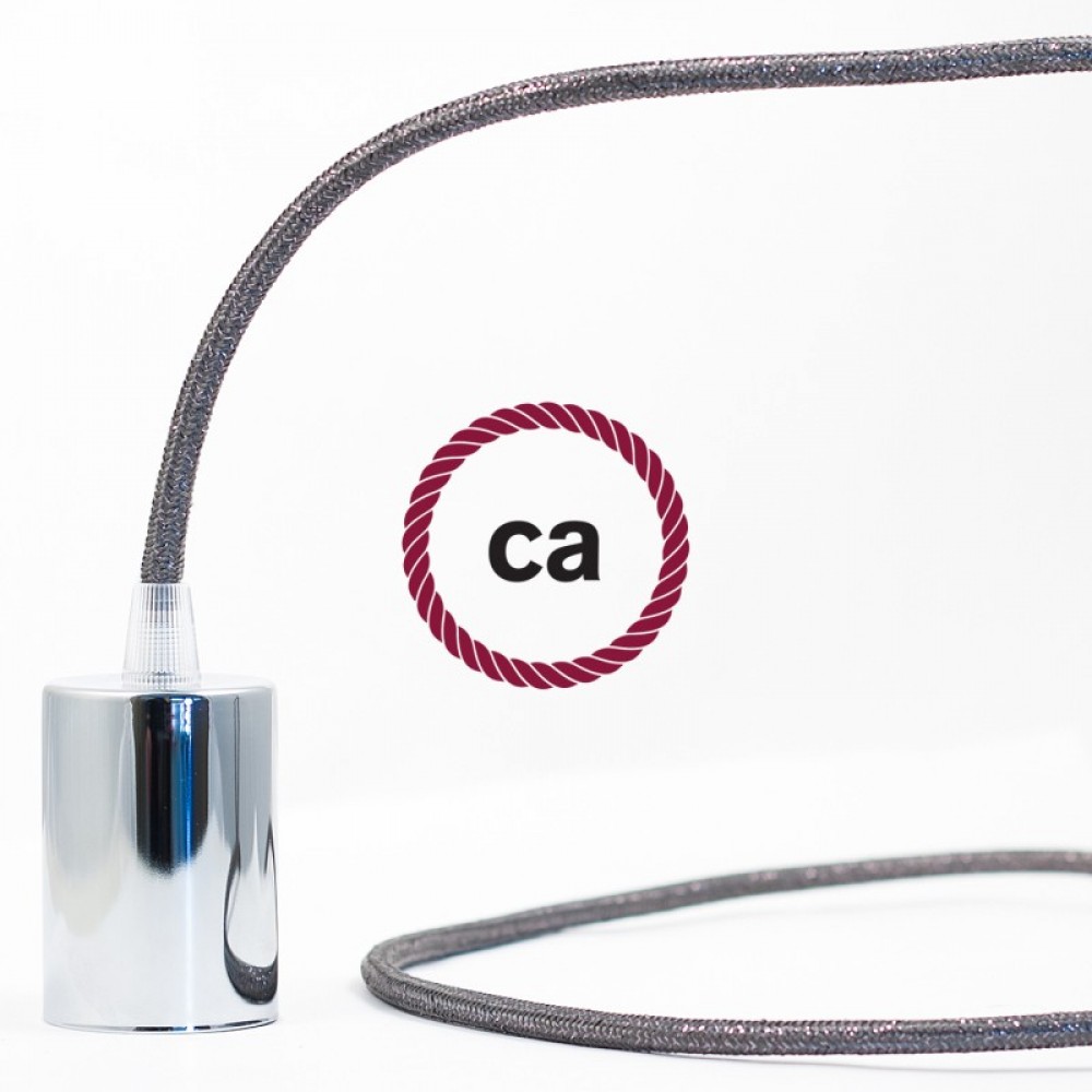 Ντουί Μεταλικό Χρώμιο Πλακέ Με Ε27 Ντουι Βακελίτη Και Στήριγμα καλώδιου Διαφανές