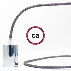 Ντουί Μεταλικό Χρώμιο Πλακέ Με Ε27 Ντουι Βακελίτη Και Στήριγμα καλώδιου Διαφανές