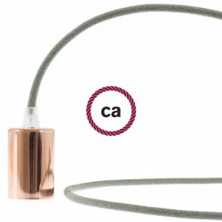 Ντουί Πλακέ Μεταλλικό Σε χρώμα Χαλκού Με Ε27 Ντουί Βακελίτου Και Διάφανο Στήριγμα καλωδίου