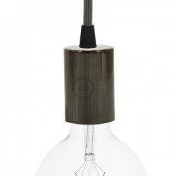 Ντουί Μεταλικό Ανθρακί Πλακέ Και Ε27 Ντουι Βακελίτη Και Στήριγμα Καλωδίου Διαφανές Creative Cables