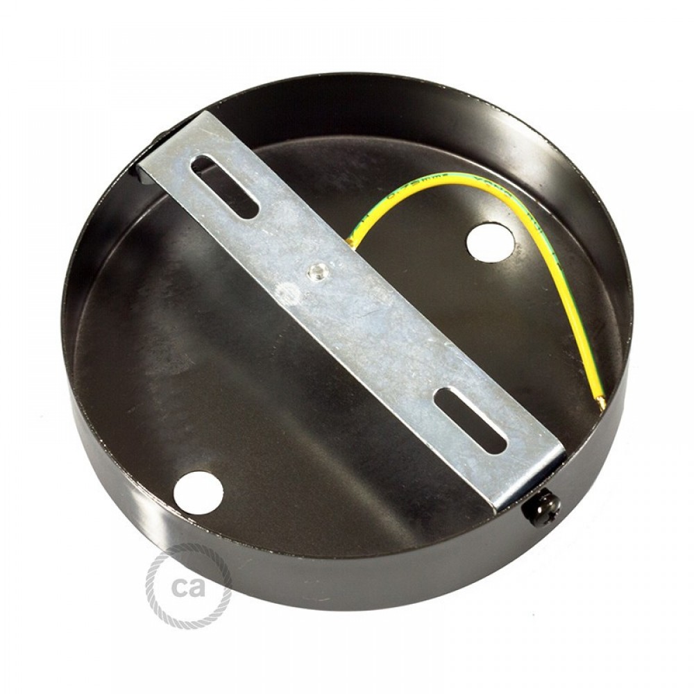 Ροζέτα Πλακέ Μεταλλική Με 2 Τρύπες Και 2 Στηρίγματα Καλωδίου 120mm - Ανθρακί