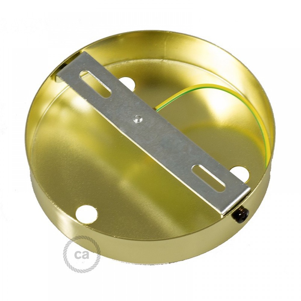 Ροζέτα Πλακέ Μεταλλική Με 3 Τρύπες Και 3 Στηρίγματα Καλωδίου 120mm - Ορειχάλκινο