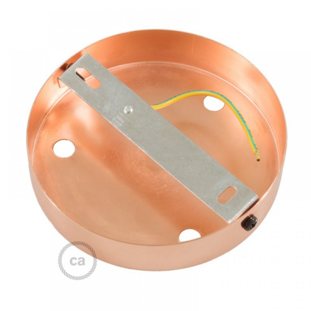 Ροζέτα Πλακέ Μεταλλική Με 3 Τρύπες Και 3 Στηρίγματα Καλωδίου 120mm - Χαλκό (Ροζ-Χρυσό)