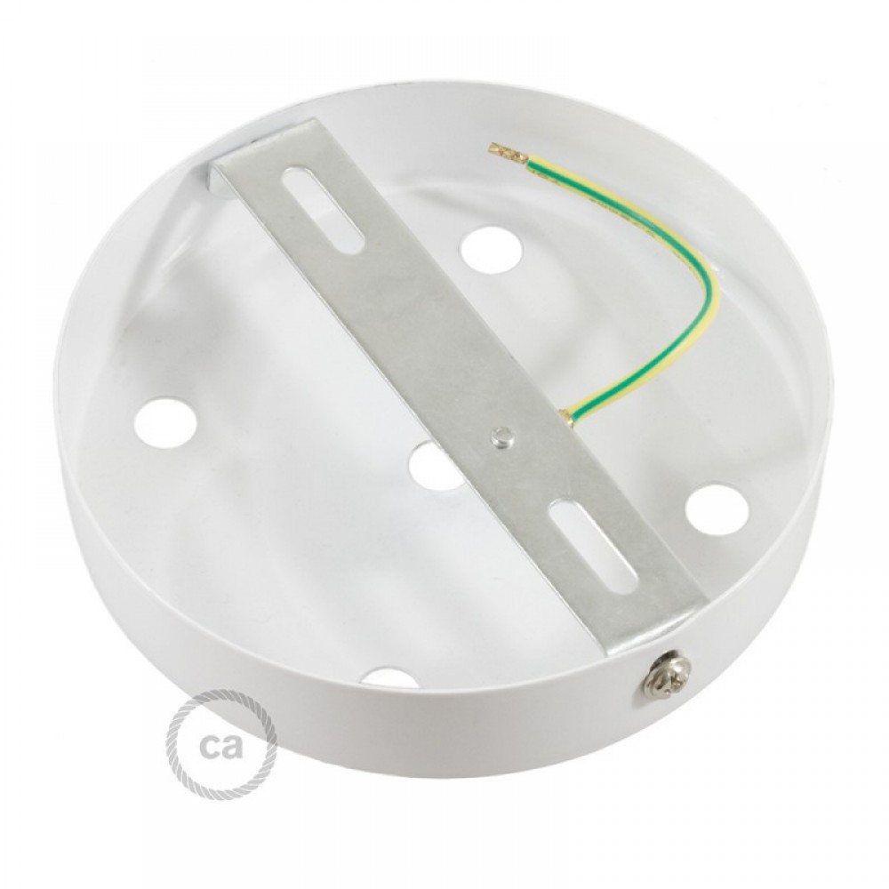 Ροζέτα Πλακέ Μεταλλική Με 5 Τρύπες Και 5 Στηρίγματα Καλωδίου 120mm - Λευκή