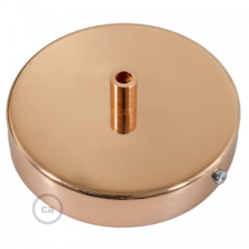 Ροζέτα Πλακέ Μεταλλική Με 1 Τρύπα Και 1 Στηρίγμα Καλωδίου 120mm - Χαλκού (Ροζ- Χρυσό)