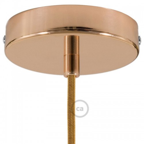 Ροζέτα Πλακέ Μεταλλική Με 1 Τρύπα Και 1 Στηρίγμα Καλωδίου 120mm - Χαλκού (Ροζ- Χρυσό)