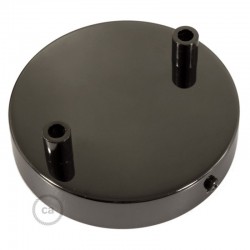 Ροζέτα Πλακέ Μεταλλική Με 2 Τρύπες Και 2 Στηρίγματα Καλωδίου 120mm - Ανθρακί