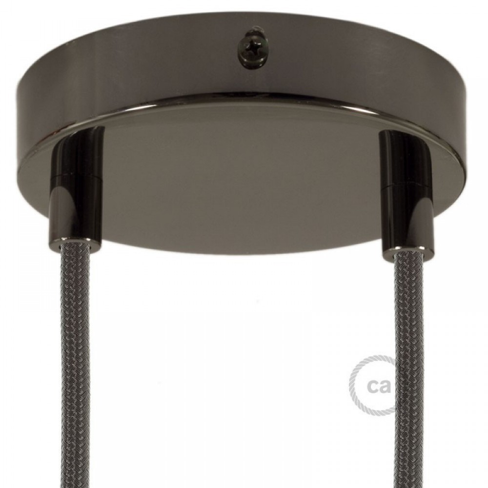 Ροζέτα Πλακέ Μεταλλική Με 2 Τρύπες Και 2 Στηρίγματα Καλωδίου 120mm - Ανθρακί