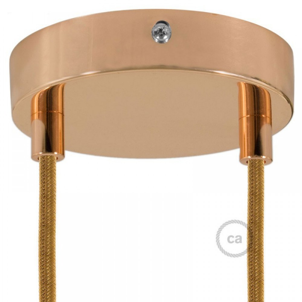 Ροζέτα Πλακέ Μεταλλική Με 2 Τρύπες Και 2 Στηρίγματα Καλωδίου 120mm - Χαλκό (Ροζ-Χρυσό)