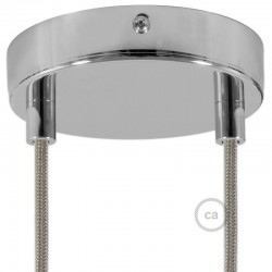 Ροζέτα Πλακέ Μεταλλική Με 2 Τρύπες Και 2 Στηρίγματα Καλωδίου 120mm - Χρώμιο