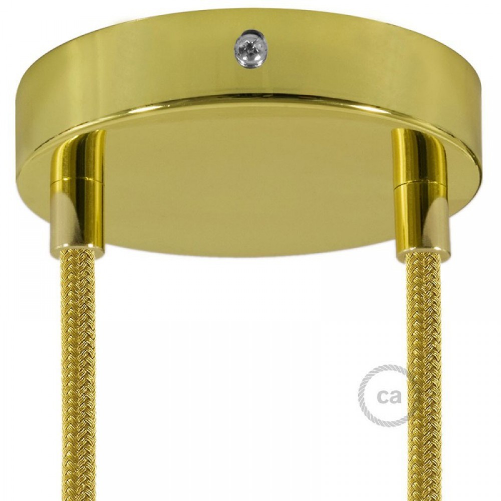 Ροζέτα Πλακέ Μεταλλική Με 2 Τρύπες Και 2 Στηρίγματα Καλωδίου 120mm - Ορειχάλκινο