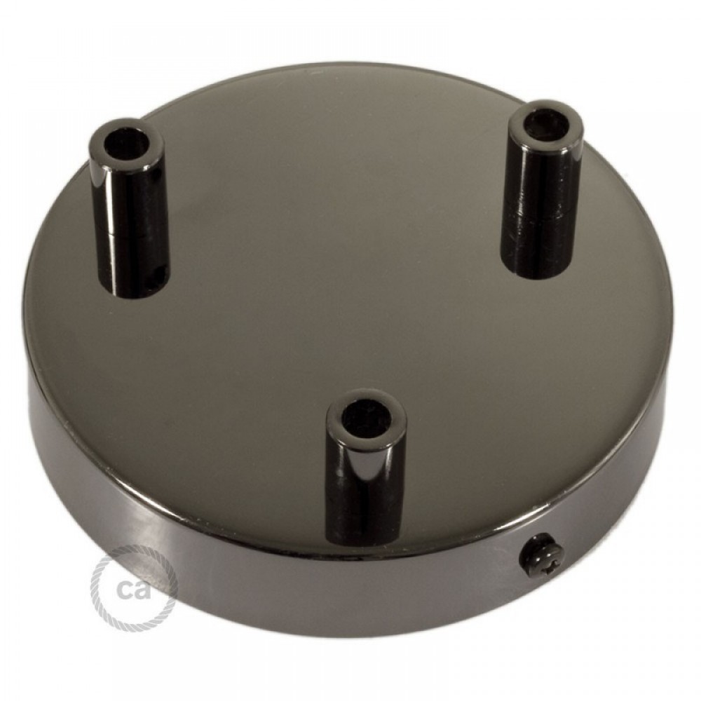 Ροζέτα Πλακέ Μεταλλική Με 3 Τρύπες Και 3 Στηρίγματα Καλωδίου 120mm - Ανθρακί