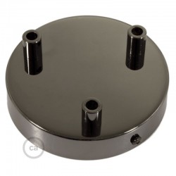 Ροζέτα Πλακέ Μεταλλική Με 3 Τρύπες Και 3 Στηρίγματα Καλωδίου 120mm - Ανθρακί